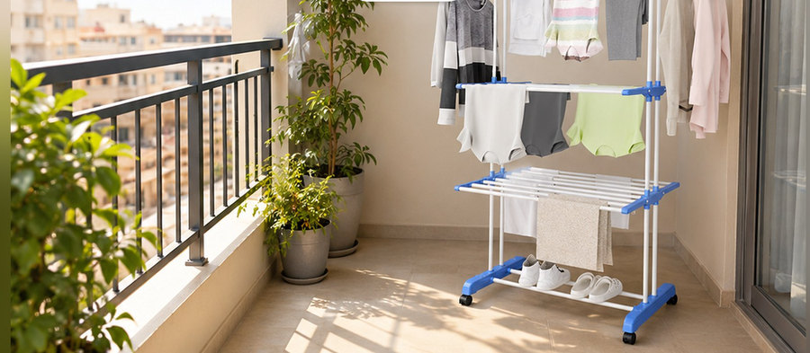 Laundry rack on the balcony