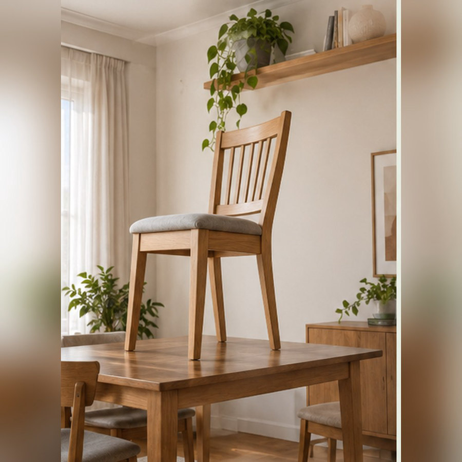 A chair on top of a table